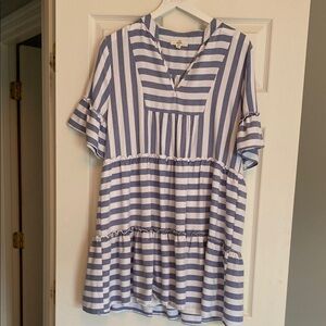 Entro Navy and White Striped Dress